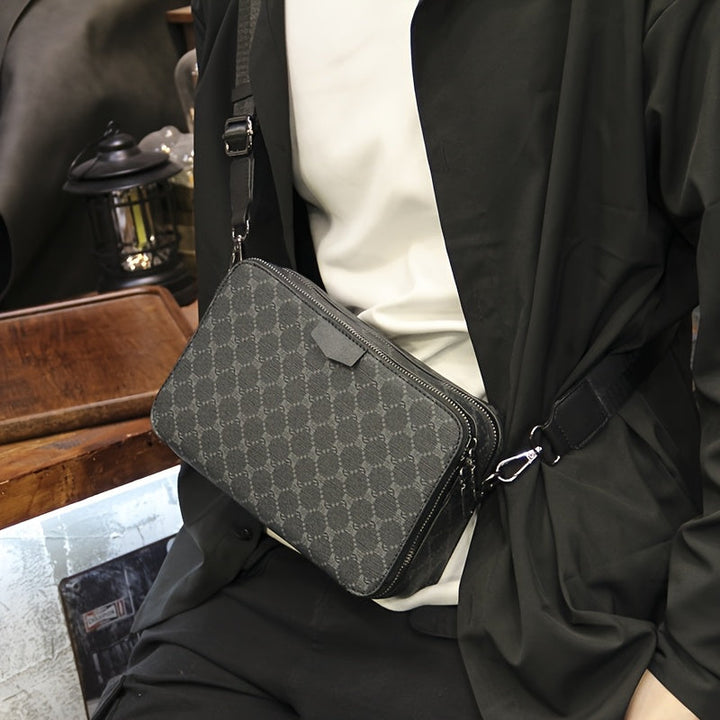 Torba na ramię dla mężczyzn | streetstyle | wzór w kratkę | czarna