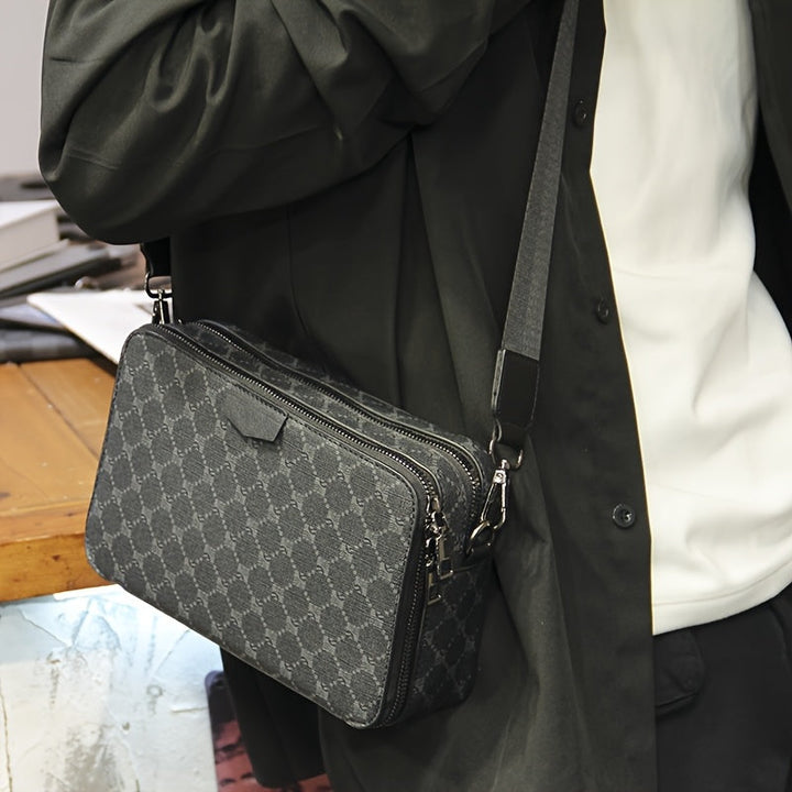 Torba na ramię dla mężczyzn | streetstyle | wzór w kratkę | czarna