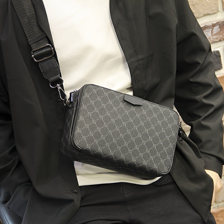 Torba na ramię dla mężczyzn | streetstyle | wzór w kratkę | czarna