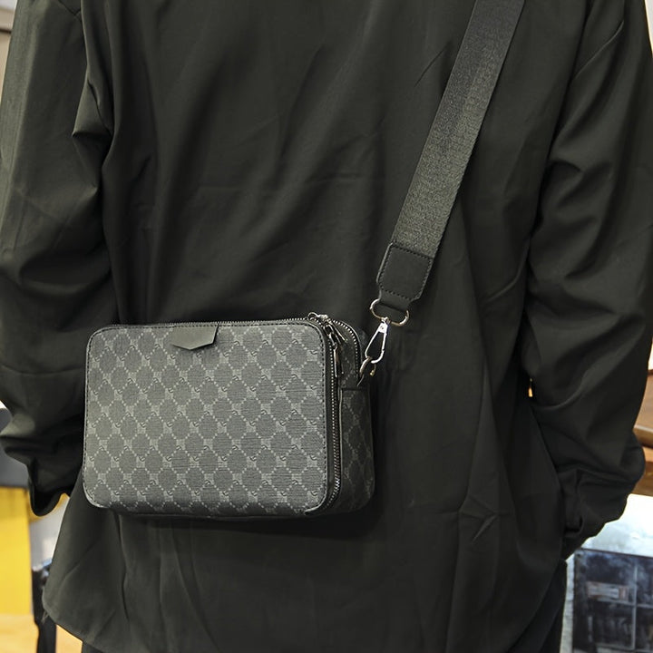 Torba na ramię dla mężczyzn | streetstyle | wzór w kratkę | czarna