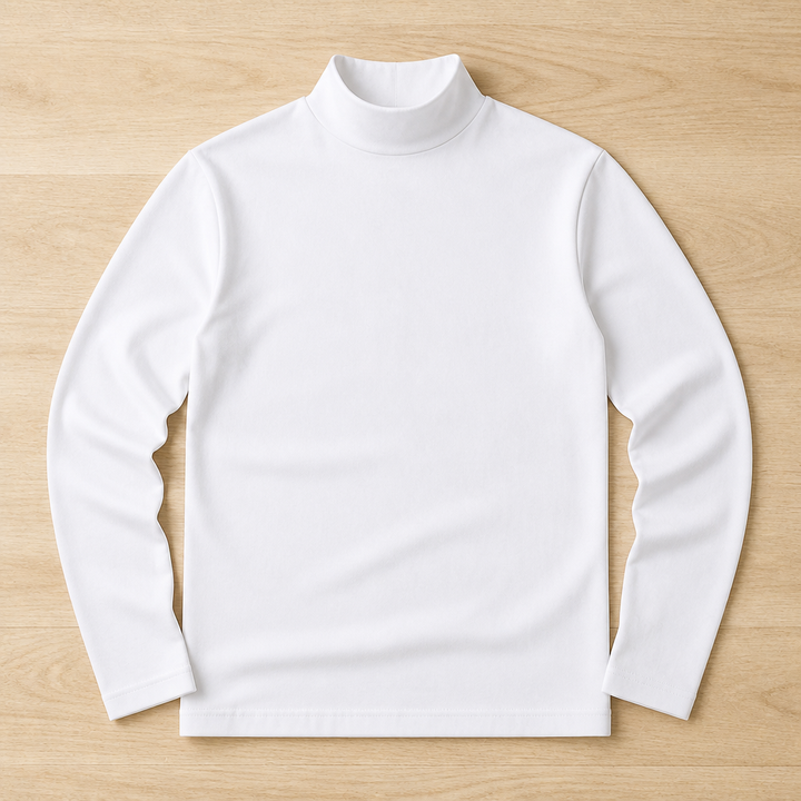 Męska koszulka slim fit z długim rękawem i wysokim, odwijanym kołnierzem