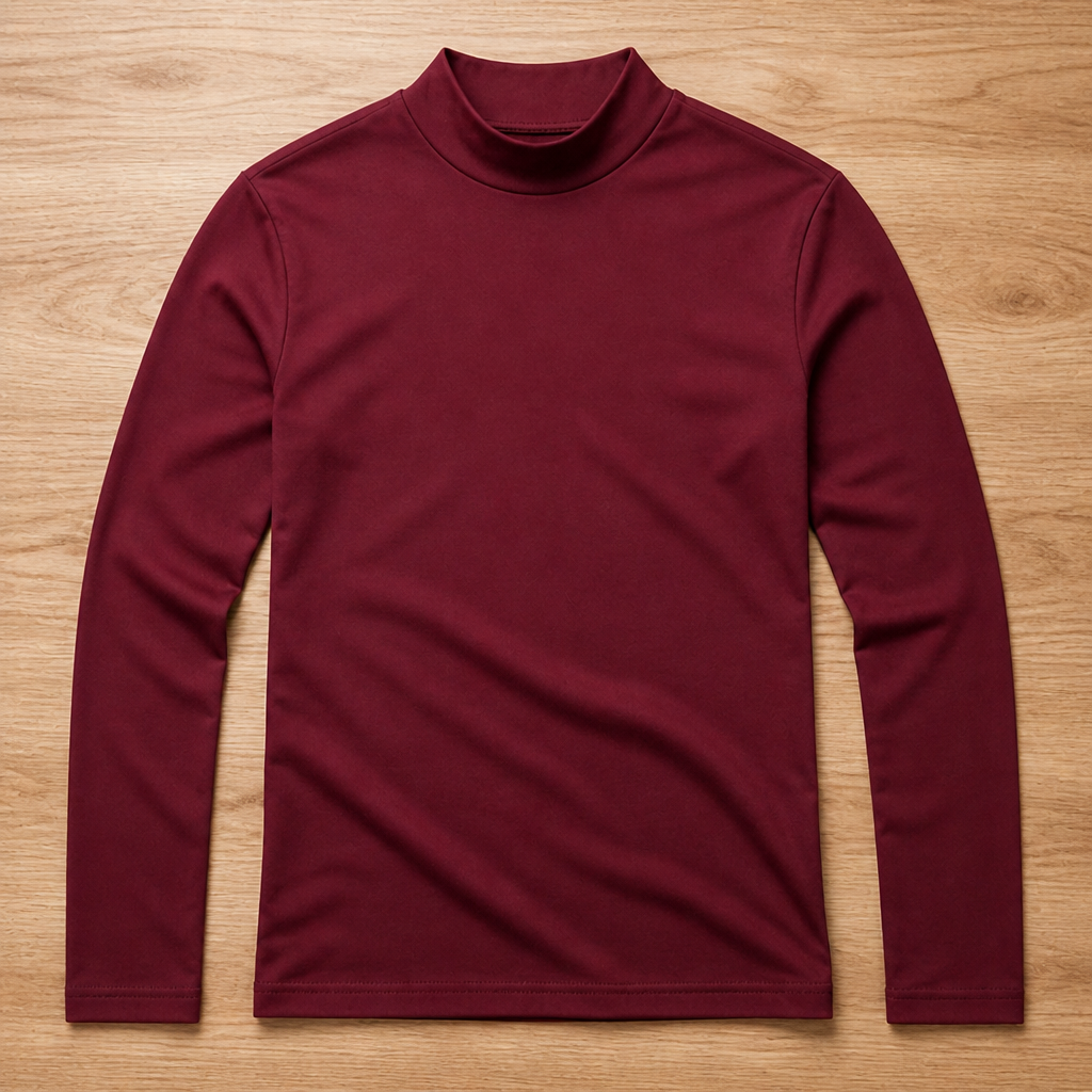 Męska koszulka slim fit z długim rękawem i wysokim, odwijanym kołnierzem